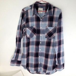MUDD Women's Plaid Flannel Long Sleeve Top Size M Chest Pockets Cotton Shirt